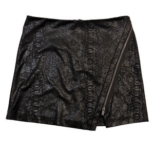 Two By Vince Camuto Skirt Womens Medium Black Snake Print Wrap Zip Mini Knit